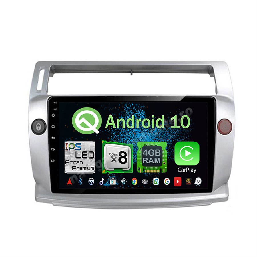 Navigatie Android 10 Citroen C4 2005-2010 Octa Core 4GB Ram Ecran 9 inch NAVD-Z8070