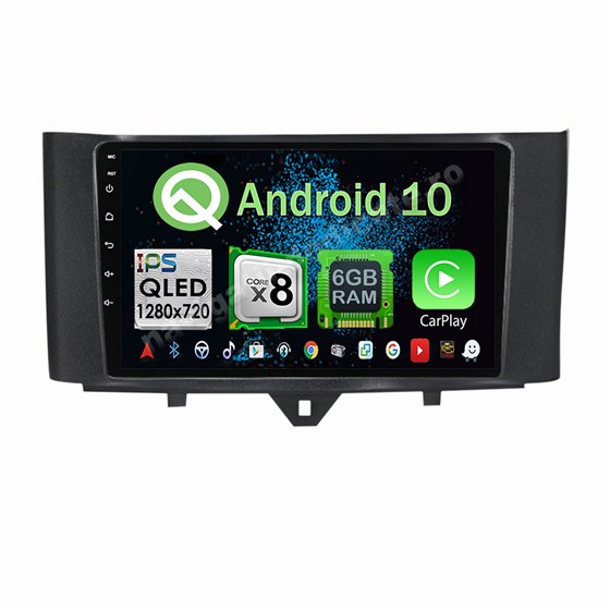 Navigatie CarPlay Android Smart Fortwo 2010-2015 Octa Core 6GB Ram 128GB SSD Ecran 9 inch NAVD-US9084