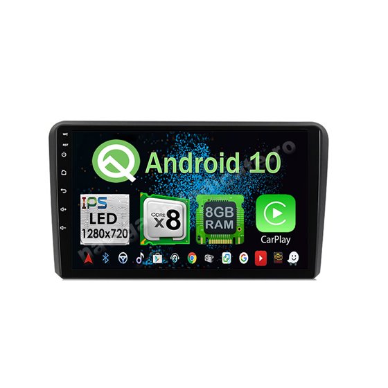 Navigatie Carplay Android Audi A3 Octa Core 8GB Ram 128GB SSD Ecran 9 inch NAVD-M86048