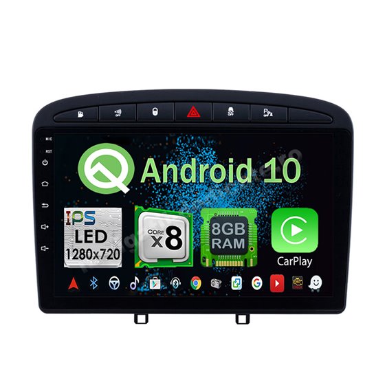 Navigatie Carplay Android Peugeot 308 Octa Core 8GB Ram 128GB SSD Ecran 9 inch NAVD-M86057