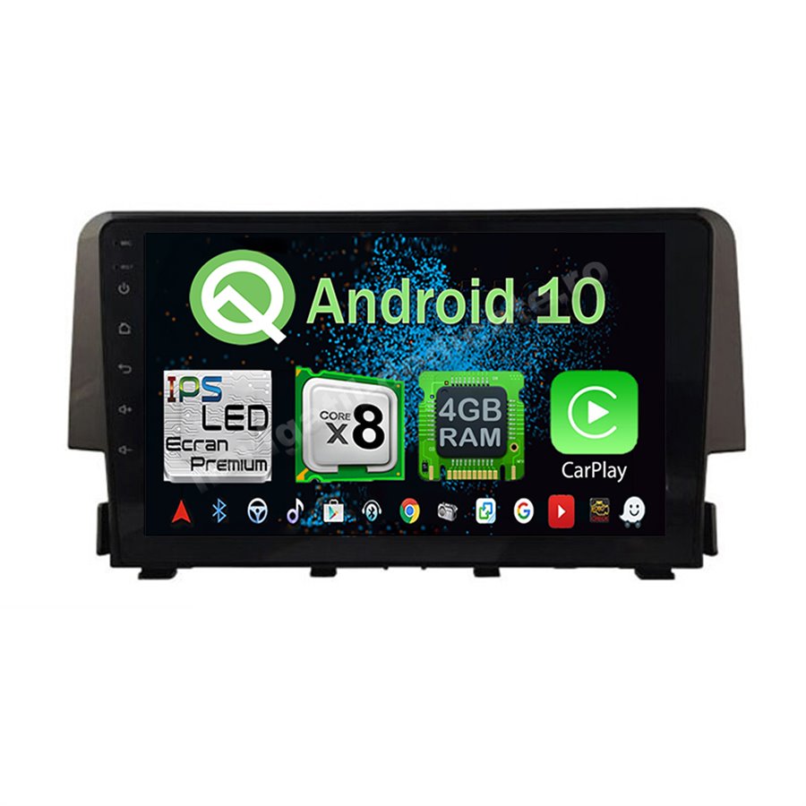 Navigatie Android 10 Honda Civic 2016 Octa Core 4GB Ram Ecran 9 inch NAVD-Z8038