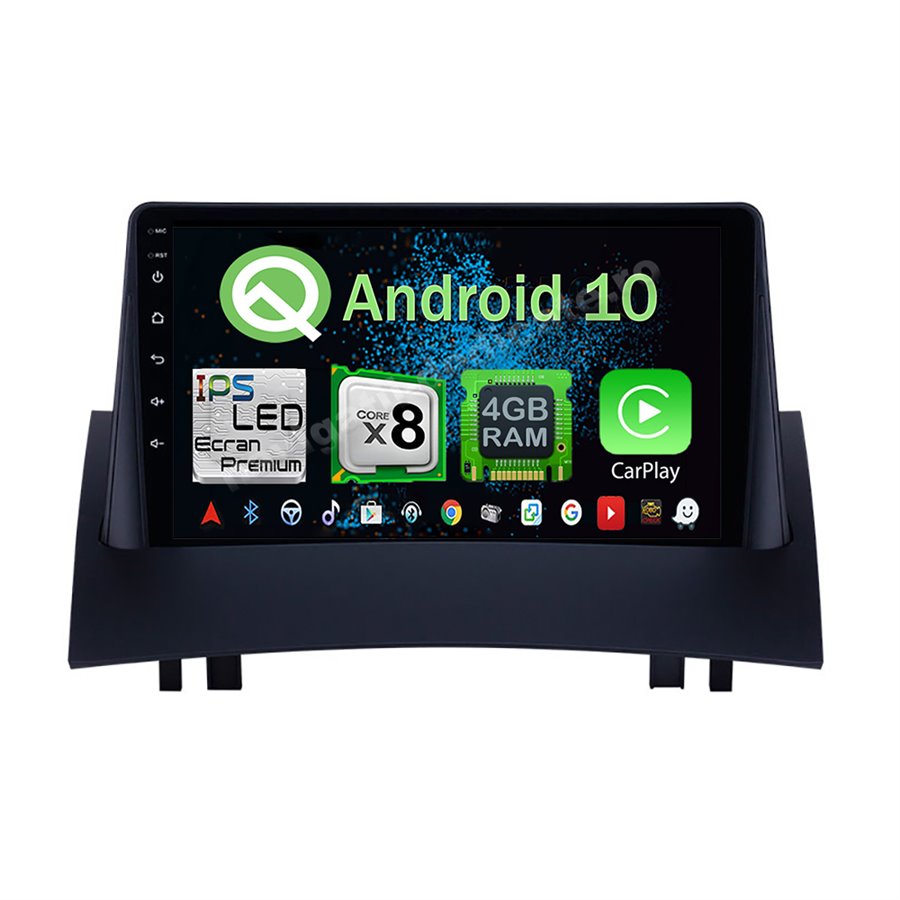 Navigatie Android 10 Renault Megane 2 2004-2008 Octa Core 4GB Ram Ecran 9 inch NAVD-Z8046
