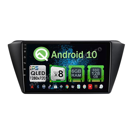 Navigatie Carplay Android 10 Skoda Fabia 2015 Octa Core 6GB Ram 128GB SSD Ecran 9 inch NAVD-US9016