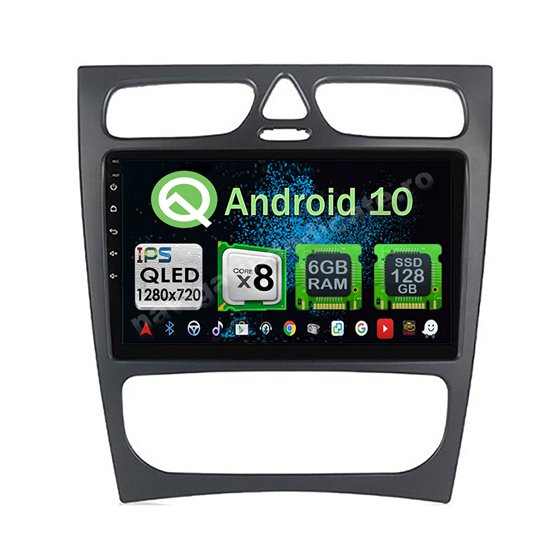 Navigatie Carplay Android 10 Mercedes BENZ C W203 2000-2005 Octa Core 6GB Ram 128GB SSD Ecran 9 inch NAVD-US9019