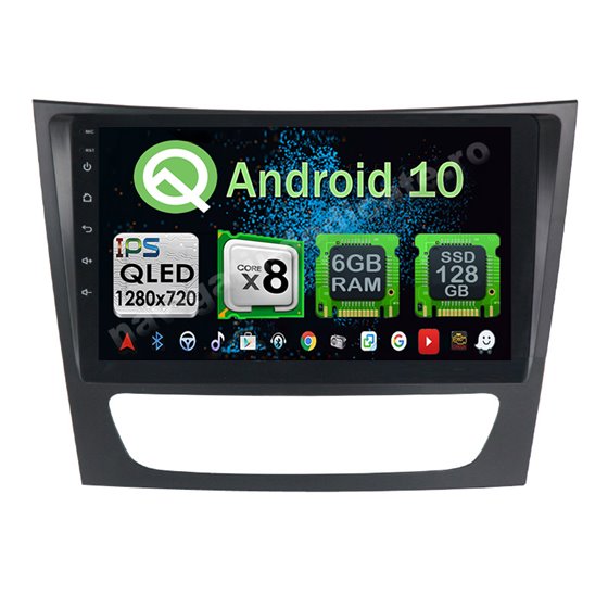 Navigatie Carplay Android 10 Mercedes BENZ E Class W211 Octa Core 6GB Ram 128GB SSD Ecran 9 inch NAVD-US9090